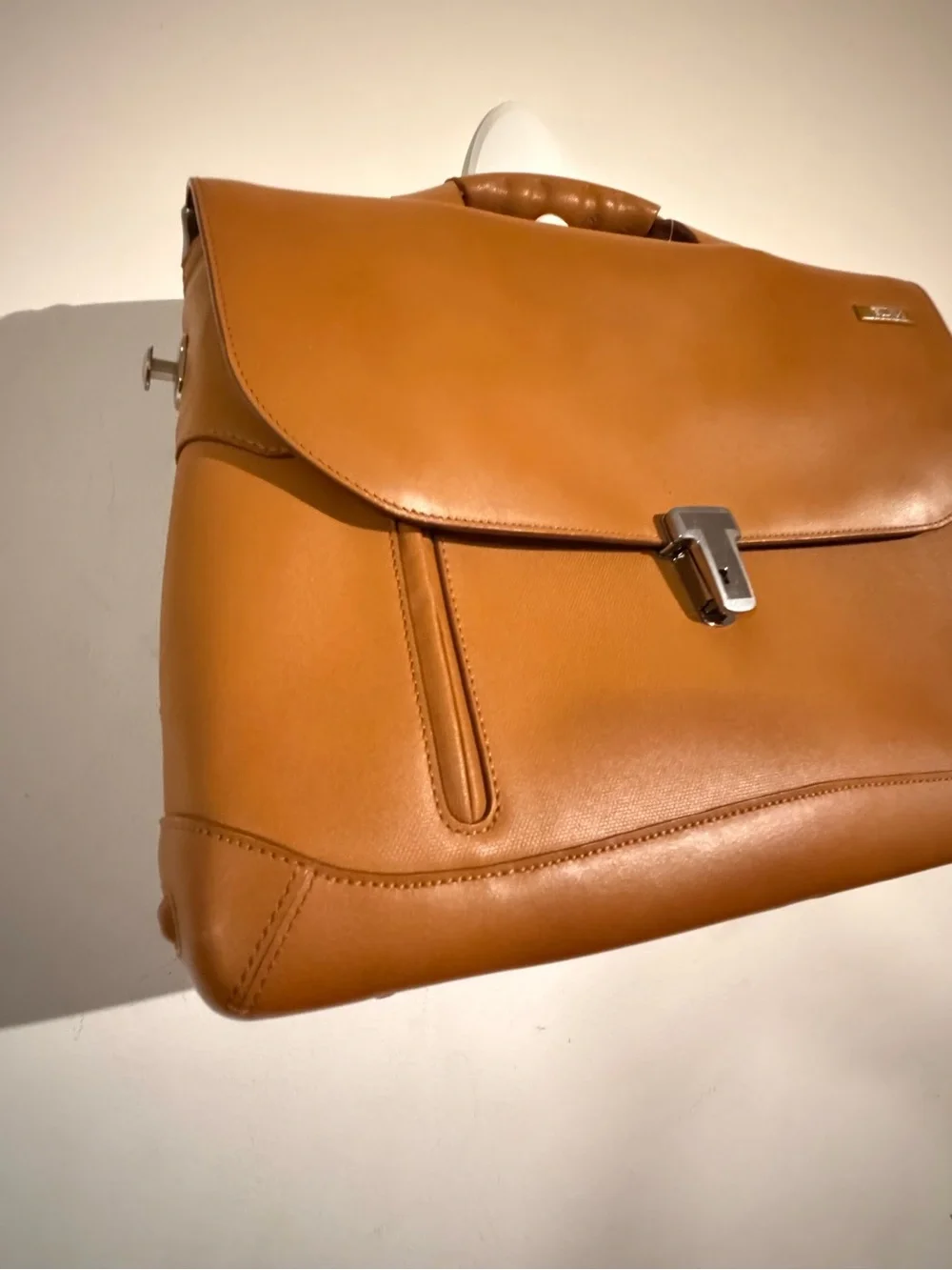 Tumi Tan Leather Briefcase Bag